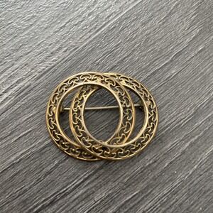 Vintage Winard‎ 1/20 12K Gold Filled Double Circle Filigree Brooch Pin